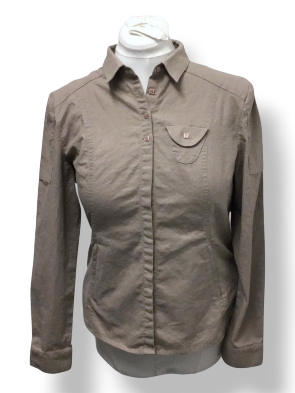 Jamie Sadock Women’s Long Sleeve Collar Button Front Linen Blend Shacket Camel L